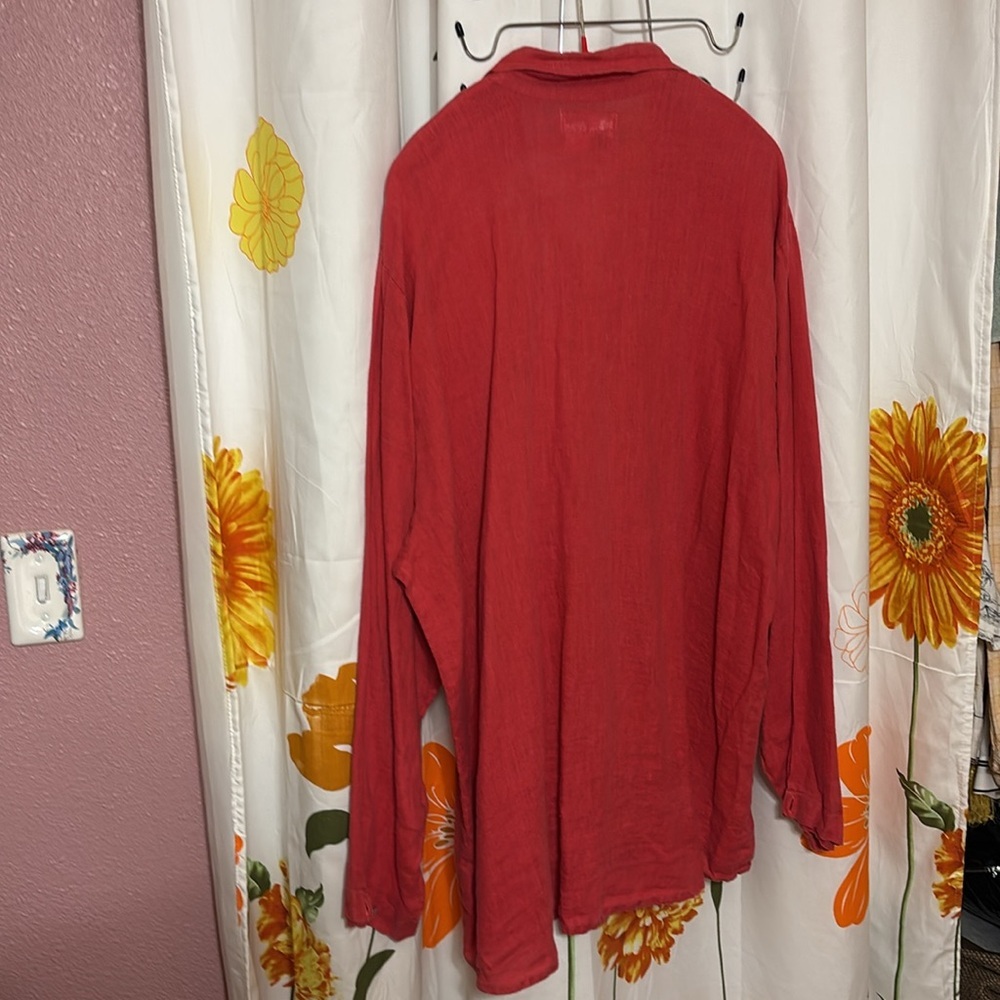 Vintage Flax Red Linen Top M - Picture 3 of 6